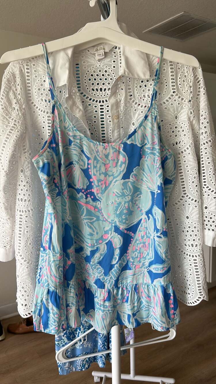 Lilly Pulitzer Bay Blue Into the Deep Deanna Tank Top Romper